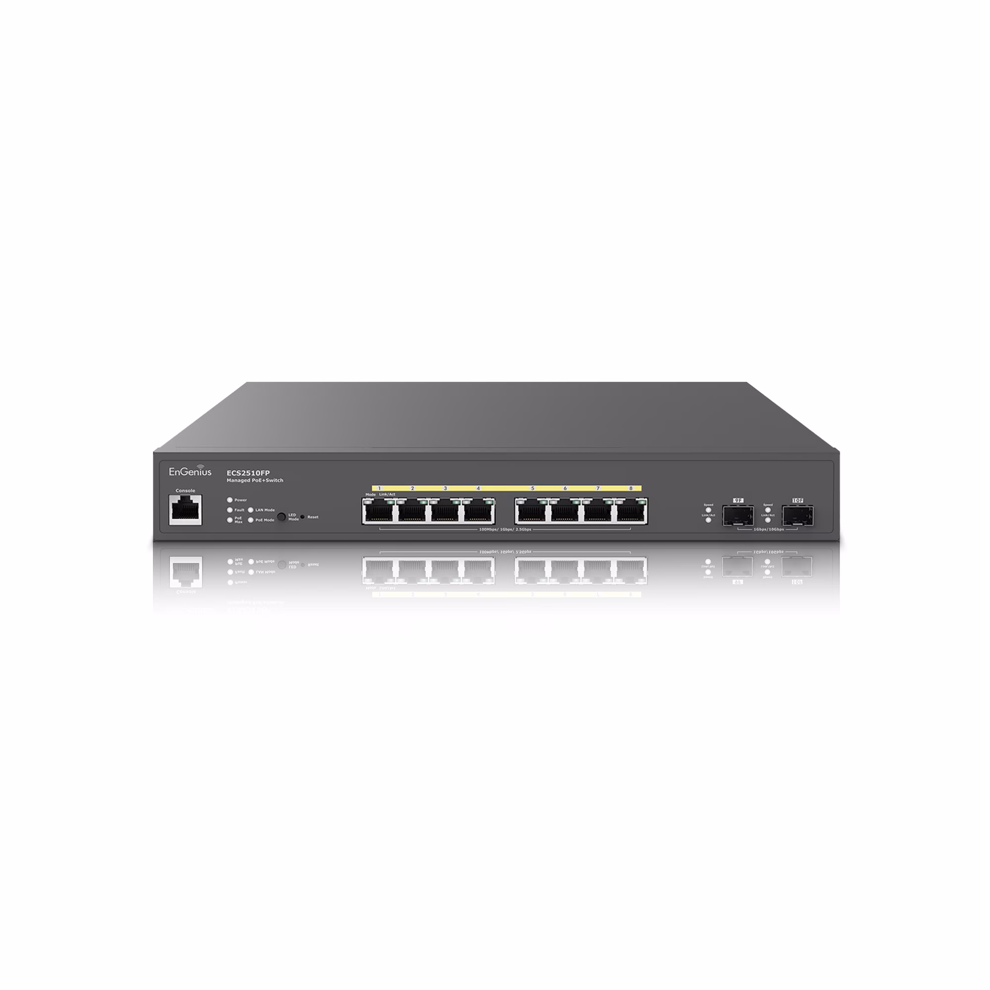 Switch PoE++ EnGenius ECS2510FP Cloud Managed 10 Port 2.5Gb, 2 Port 10Gb SFP+, 480W