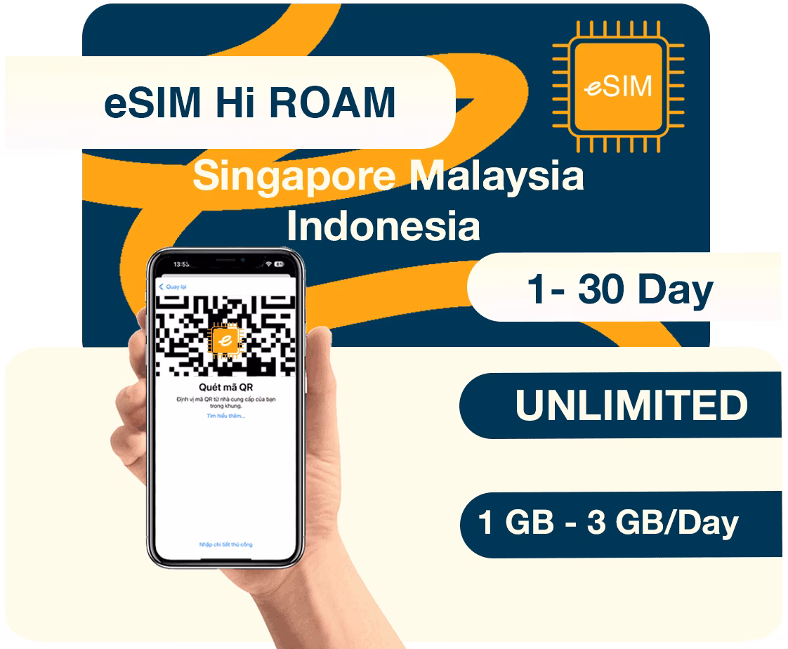 eSIM du lịch Singapore, Malaysia, Indonesia (Theo Ngày)