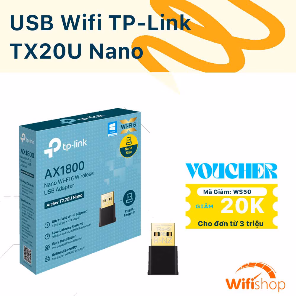 USB Wifi 6 TPLink Archer TX20u Nano AX1800