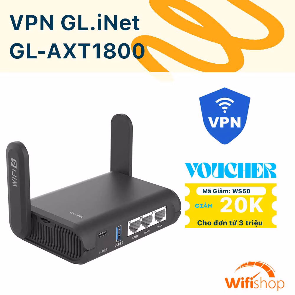 Bộ Phát Wifi6 GL.iNet GL-AXT1800 VPN Du Lịch - Đổi IP Chuyên Nghiệp