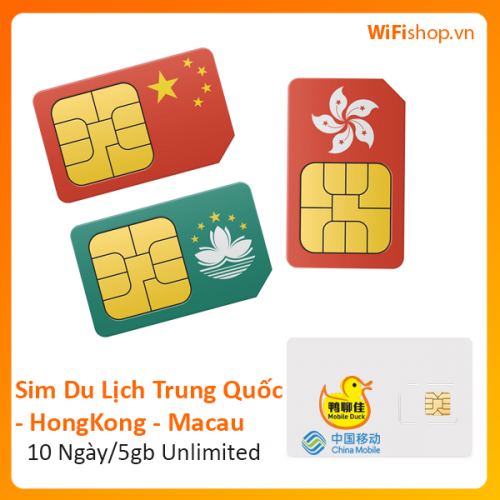 Sim Du Lịch Trung Quốc - Hong Kong - Macau 10 Ngày 5Gb Unlimited