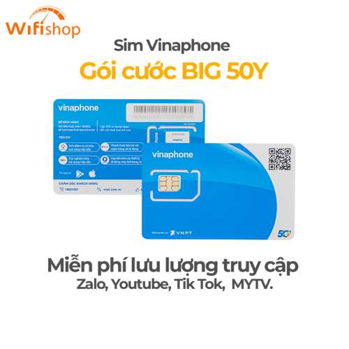 Sim 4G Vinaphone BIG 50Y – tặng 5GB/ngày – nạp tiền trọn gói 12 tháng 