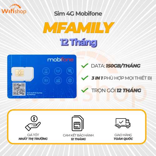Sim Mobifone mFamily 150Gb/tháng - trọn gói 12 tháng