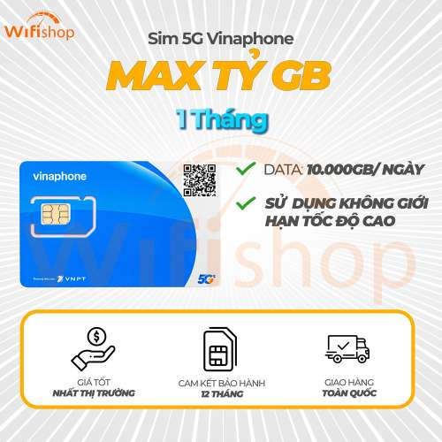 Sim Vinaphone MAX BĂNG THÔNG - Tỷ GB tốc độ cao không giới hạn dung lượng