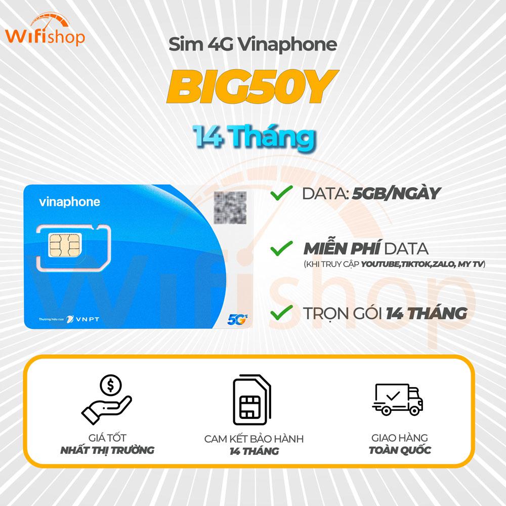 Sim 4G Vinaphone BIG50Y – tặng 5GB/ngày – nạp tiền trọn gói 12 tháng