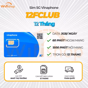Vinaphone 12FCLUB 3GB/Ngày +60p Ngoại Mạng +1500phút nội mạng
