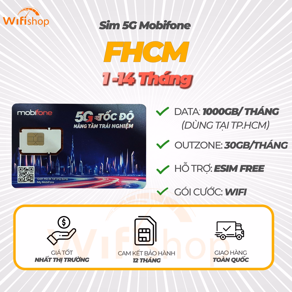 SIM 5G Mobifone FHCM 1000GB/Tháng