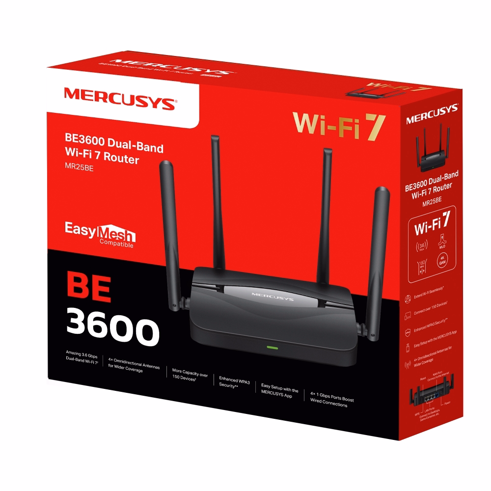 Bộ Phát Wifi 7 Mercusys MR25BE Tốc độ 3.6 Gbps