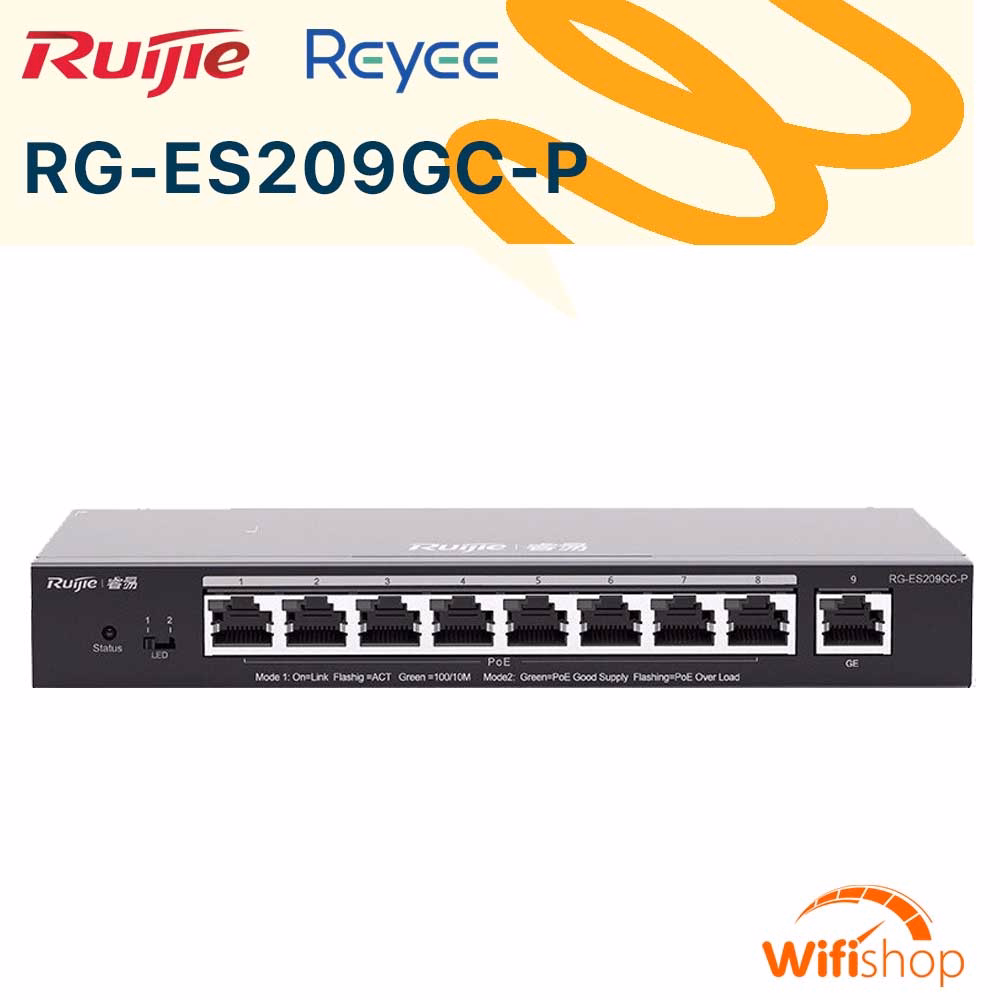 Switch Ruijie RG-ES209GC-P 9 Cổng POE Gigabit Smart Cloud Managed