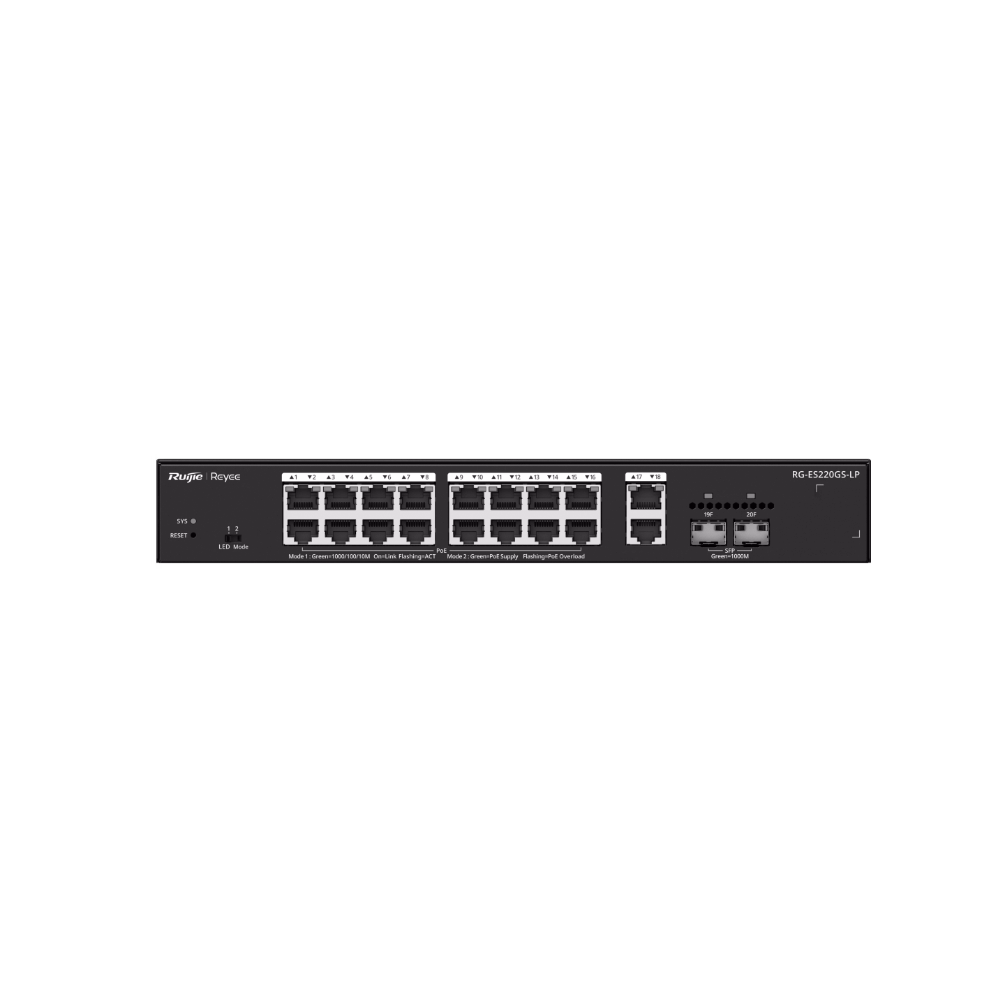 Switch PoE+ Ruijie RG-ES220GS-LP, 16 Port Cloud Managed