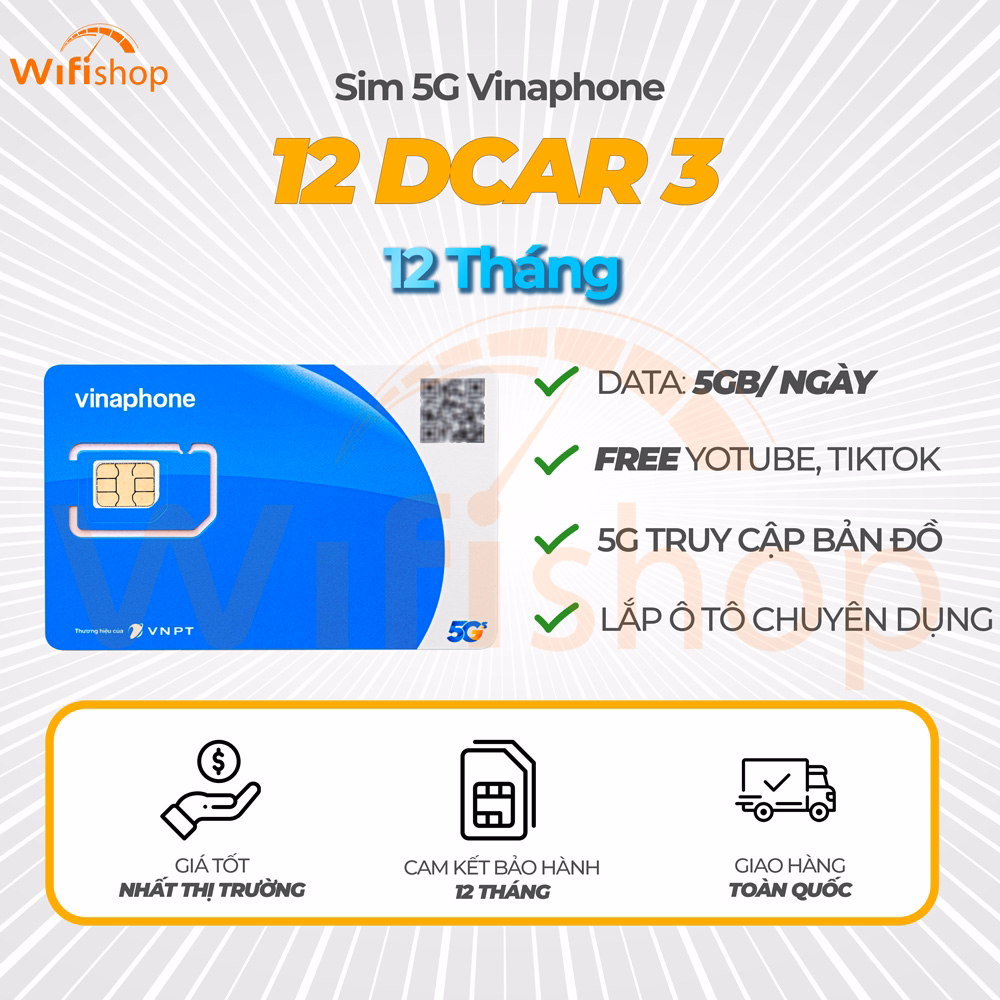 Sim Vinaphone Lắp Ô tô Miễn Phí Youtube, Tiktok, Truy cập 5G Google, VietMap