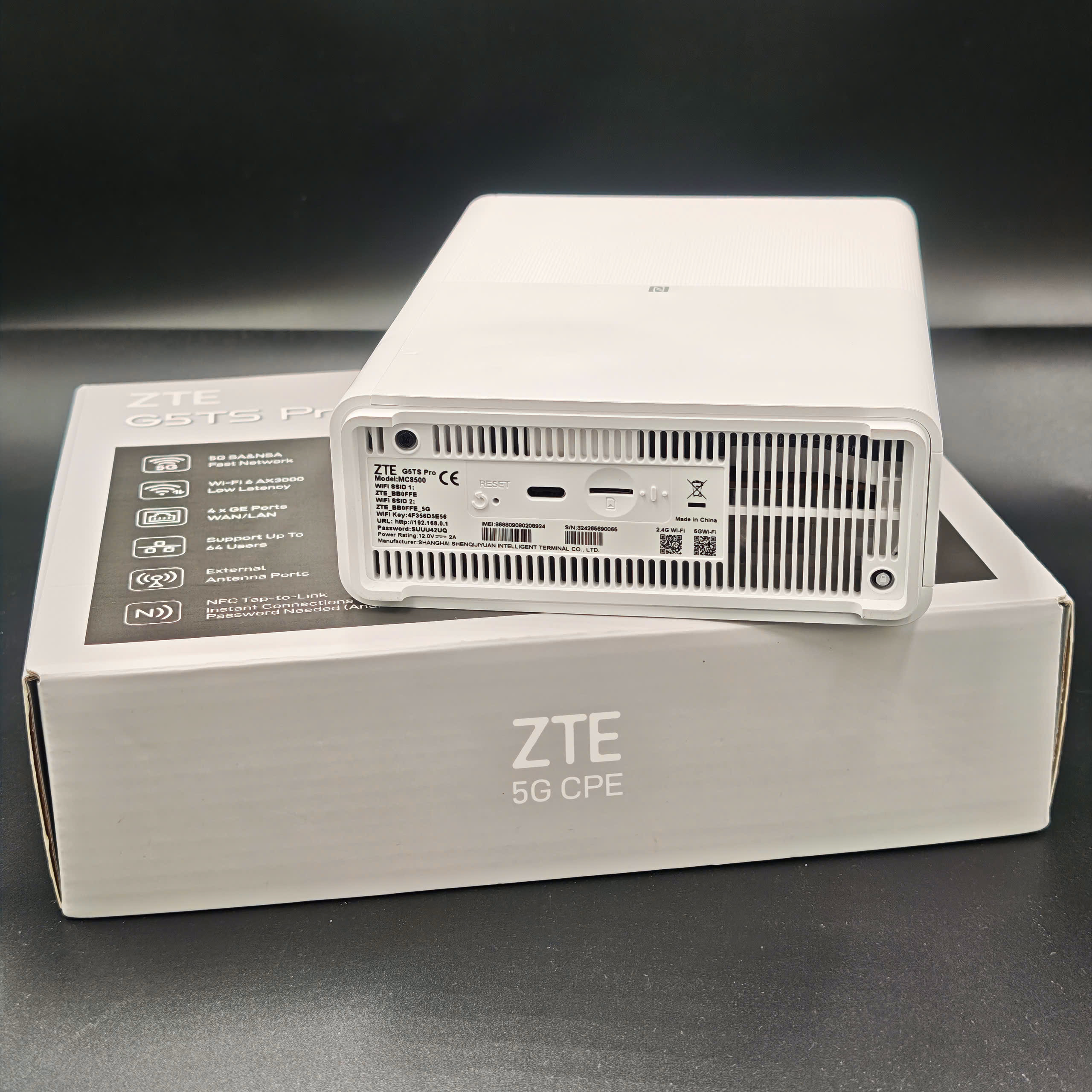 Bộ Phát Wifi 5G ZTE G5TS PRO (MC8500) Wifi 6 AX3000