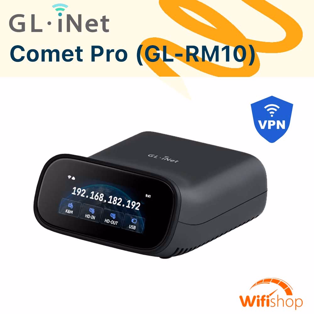 Remote KVM GL.iNet Comet Pro (GL-RM10),Wi-Fi 6, HDMI 4K, màn hình cảm ứng